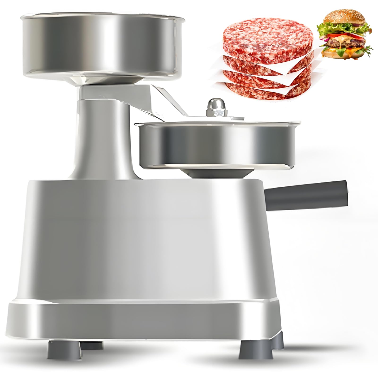 Prensa de hamburguesas, máquina formadora de carne manual de acero inoxidable para cocina y exterior, ideal para uso comercial, perfecta para asar y cocinar