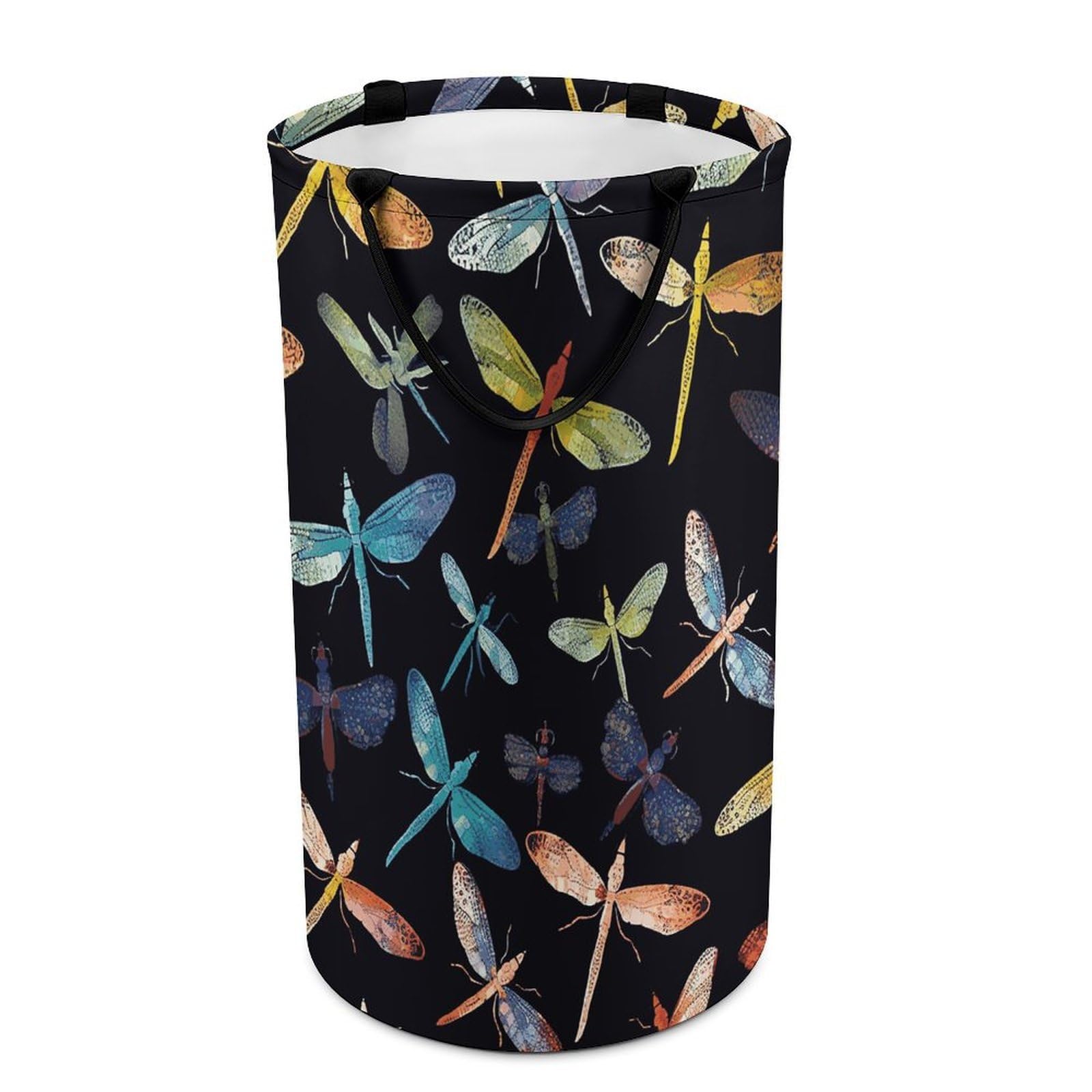 Colorful Dragonfly Laundry Basket Waterproof And Moisture-Proof Storage Bins Collapsible Round Laundry Hamper Perfect for Toys, Clothes And Sundries