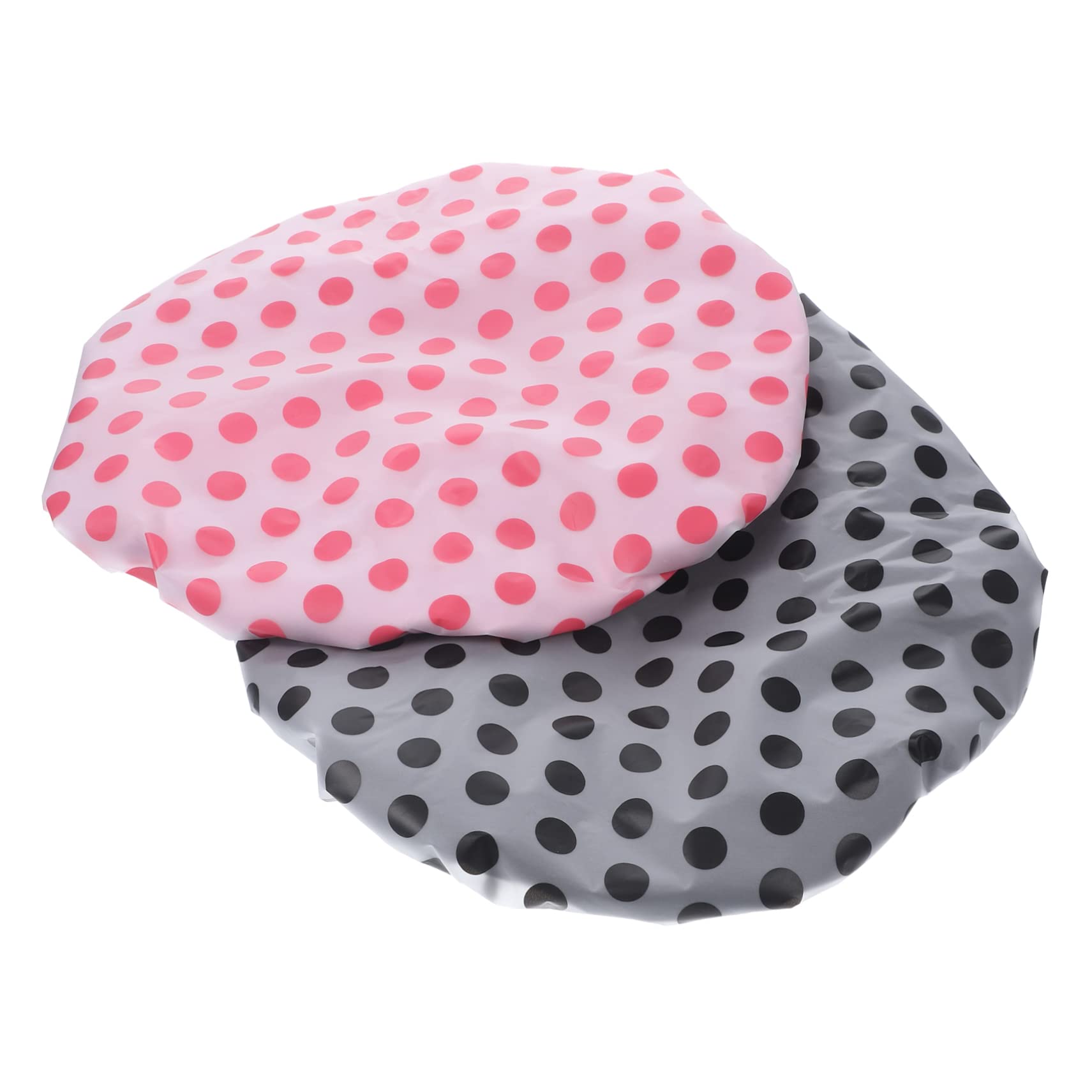 Healvian 6piezas Gorro De Ducha Reutilizable Para Mujer De Satinado Bonnet Para Dormir y Baño Para Cabello Rizado y Diseño Elegante Puntos Negros y Rojos