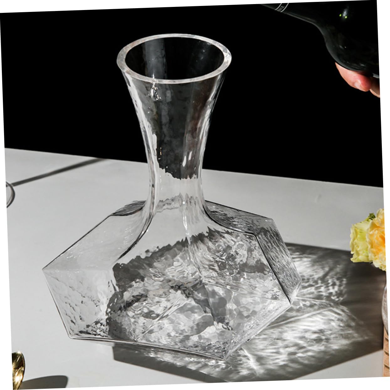 Cabilock Decanter Per Vino in Vetro Creativo a Bocca Inclinata, Contenitore Geometrico Trasparente Lucido e Stabile, Per Ristoranti, Bar e Uso Domestico