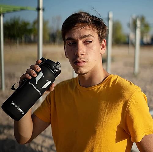 Miniatura 7 de Super Sparrow Botella de agua de 12 onzas, 17 onzas, 25 onzas, 32 onzas, botellas de agua Tritan sin BPA, apertura de un toque, botella de plástico