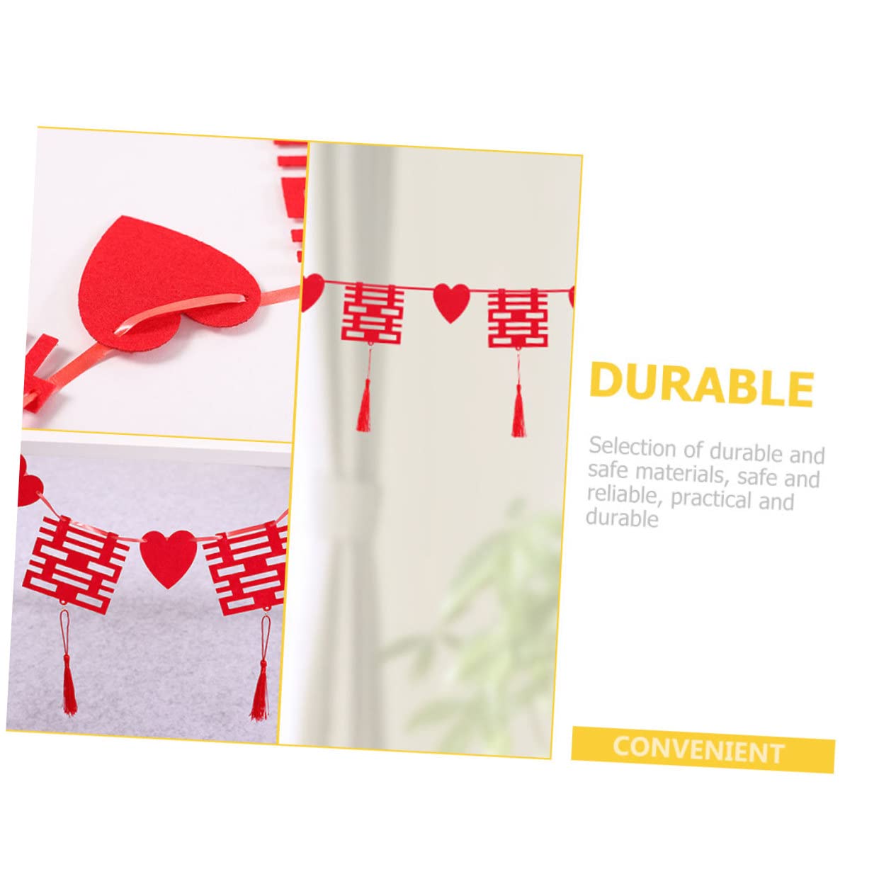 Abaodam 10juegos Decoración De Pared para Bodas De Adornos Forma De Carácter XI Decoraciones para Salones y Habitaciones De Boda Brillante para Celebraciones Chinas y Nuevas Casas