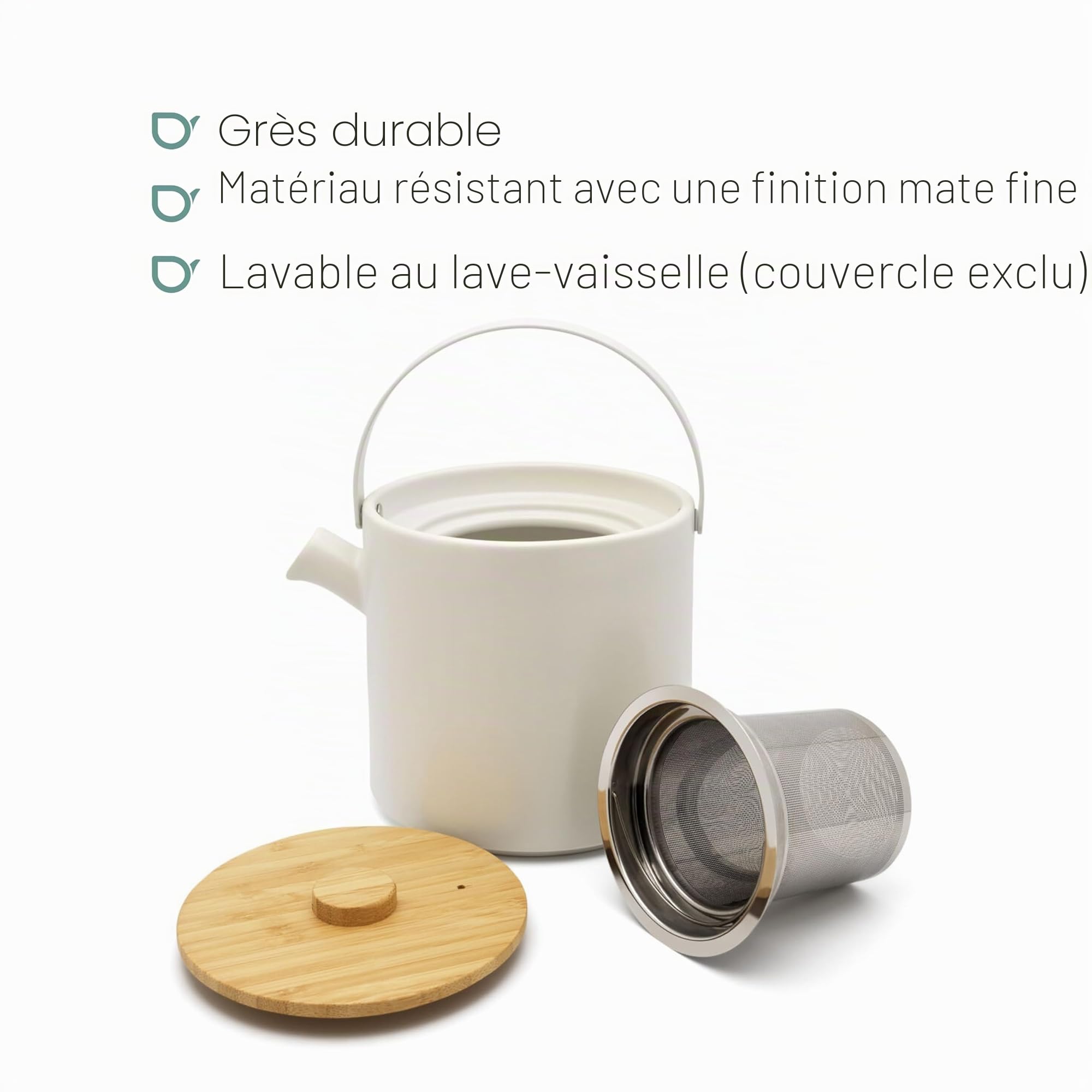 Bredemeijer Tea-for-one Umea blanc avec couv. bamboo 142007
