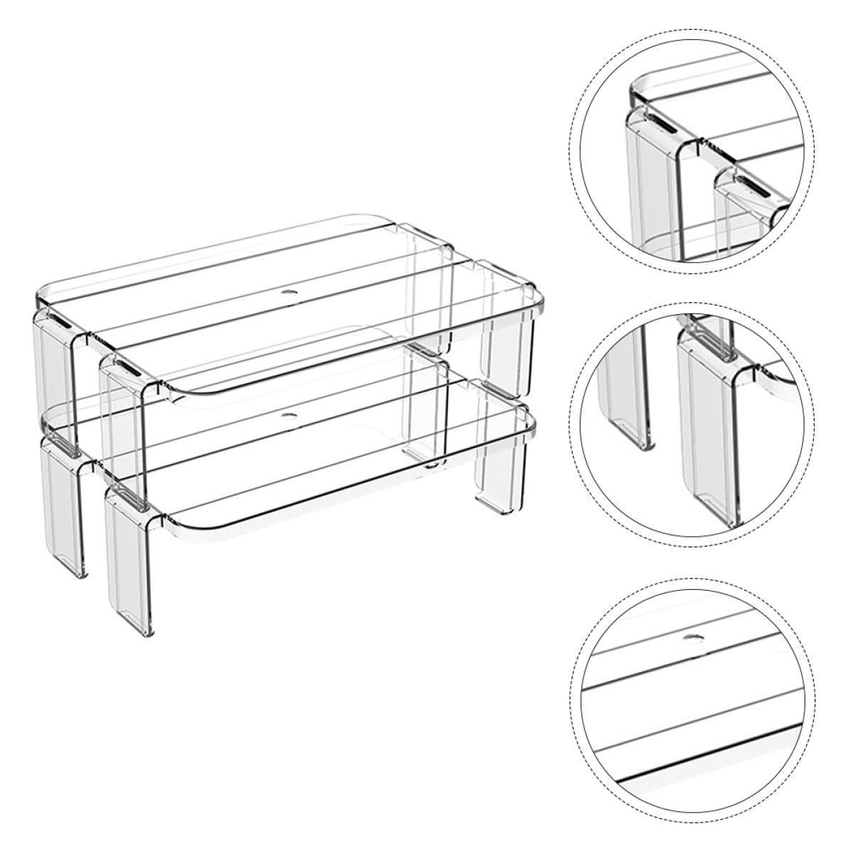 Homoyoyo Estantes de Almacenamiento Transparentes 2piezas para Refrigerador Soporte de Plástico Pulido para Organizar Bandejas y Suministros Cocina