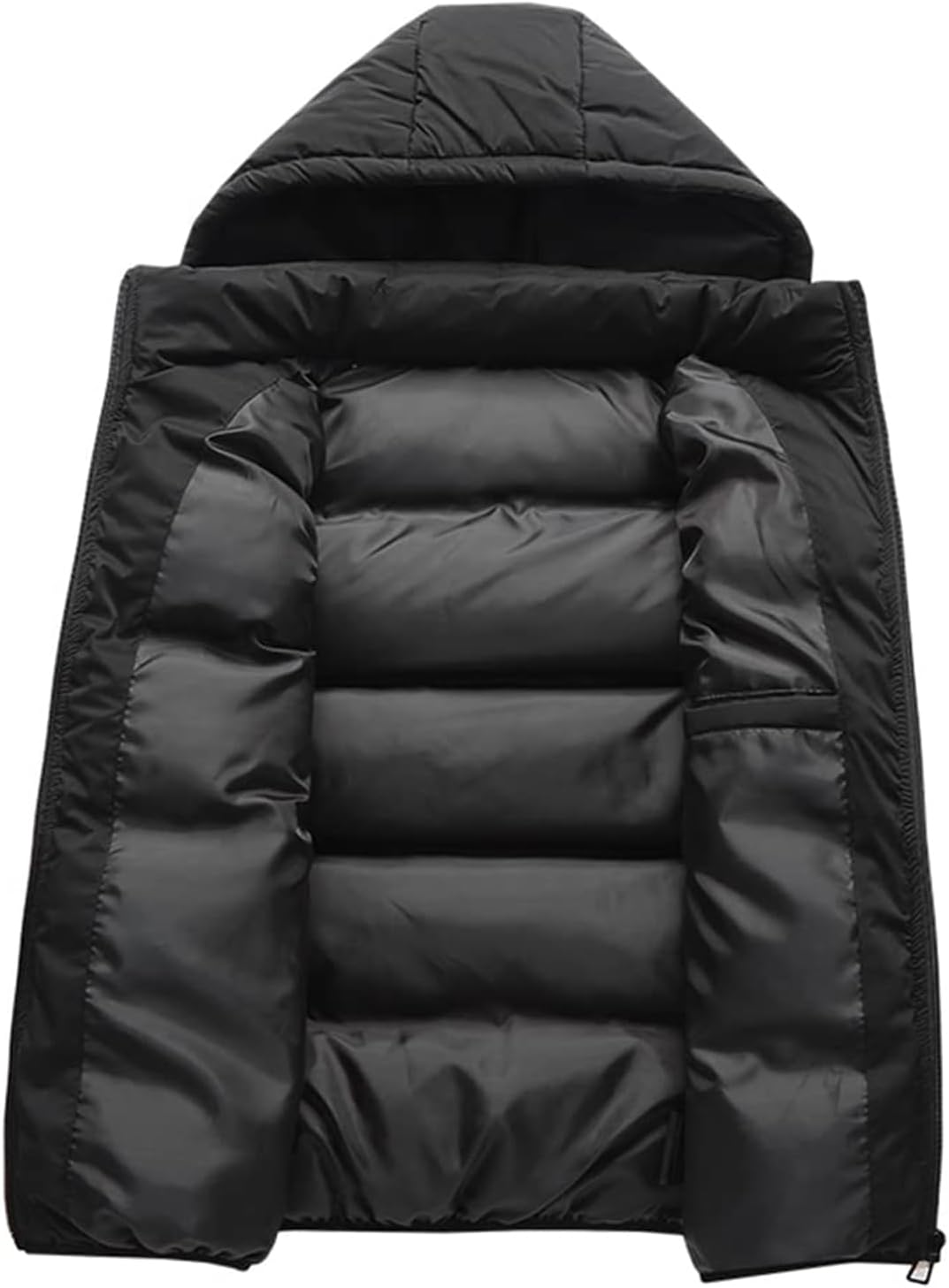 hathne Men's Winter Puffer Vest Sleeveless Warm Zipper Lightweight Jacket Vest with Removable Hood - Image 4