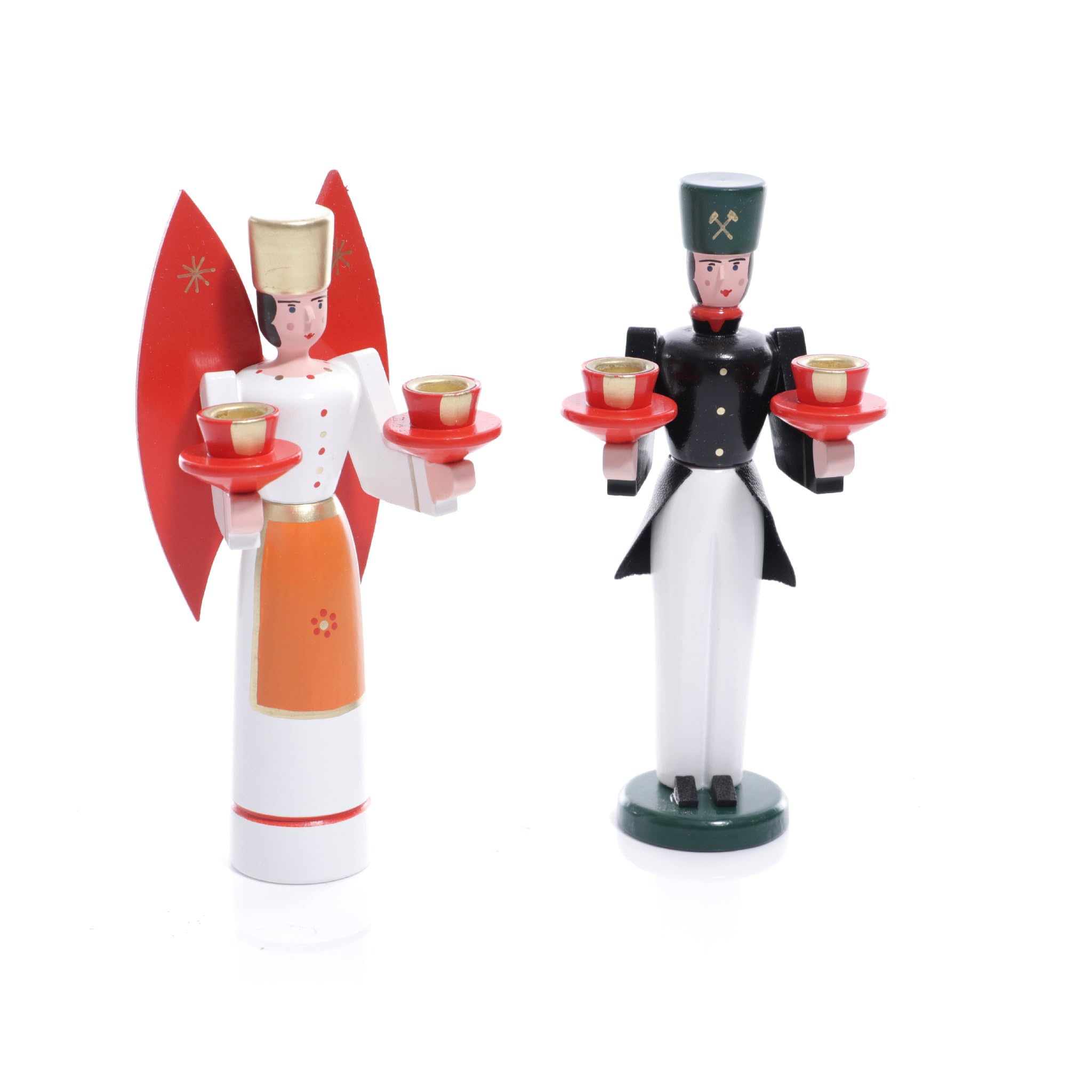 Ange de Noël bois fait main mineur traditionnel rouge d'aile 15cm