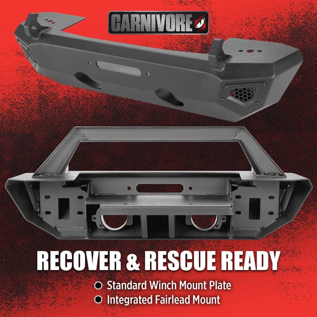 Image of Carnivore Stubby Front Bumper - Fits Jeep Wrangler JK, JL & Gladiator JT 2007-2023, Precision Cut Steel - Winch Mount Plate