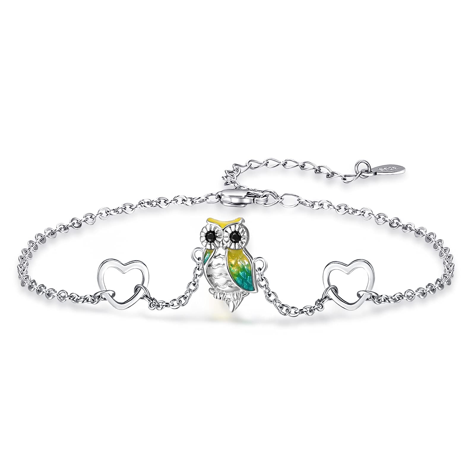 KINGWHYTE Tier Armband Damen 925 Sterling Silber Verstellbar Armband Tier Schmuck Geschenk für Frauen Kinder Mädchen Tochter