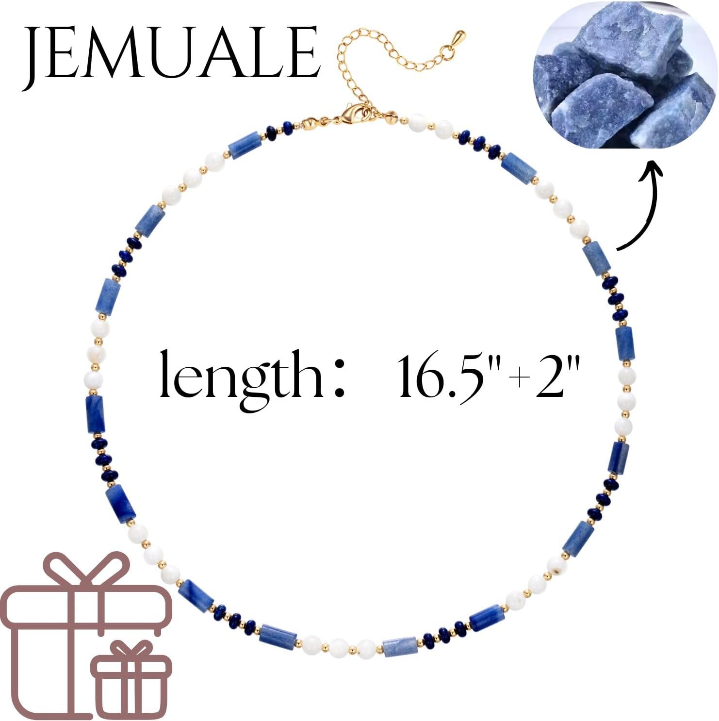 Blue Beaded Necklace for Women Colorful Gemstone Boho Bead Choker White Natural Stone Necklace Bohemian Summer Jewelry Gift - Image 7