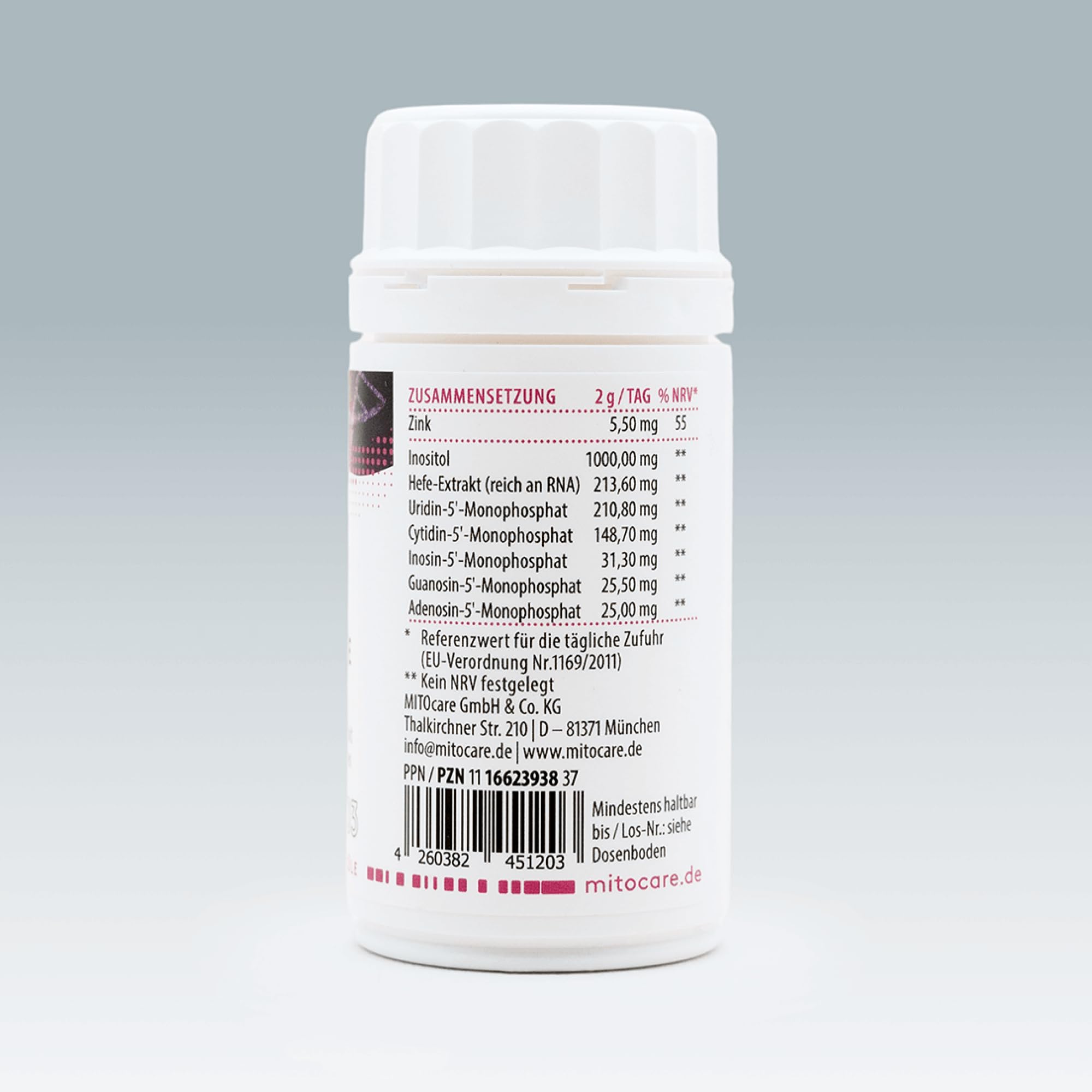 MITOcare Nukleotide Pulver - Zink hilft bei der Zellteilung, was sich positiv auf die Fruchbarkeit auswirken kann - Kann die DNA-Synthese und den Stoffwechsel anregen - In praktischer Pulverform