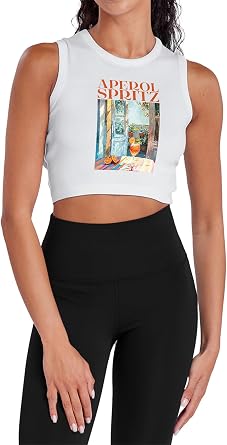 Popfunk bCreative Reinders Aperol Spritz Cafe Womens Sleeveless Crop Top Tank