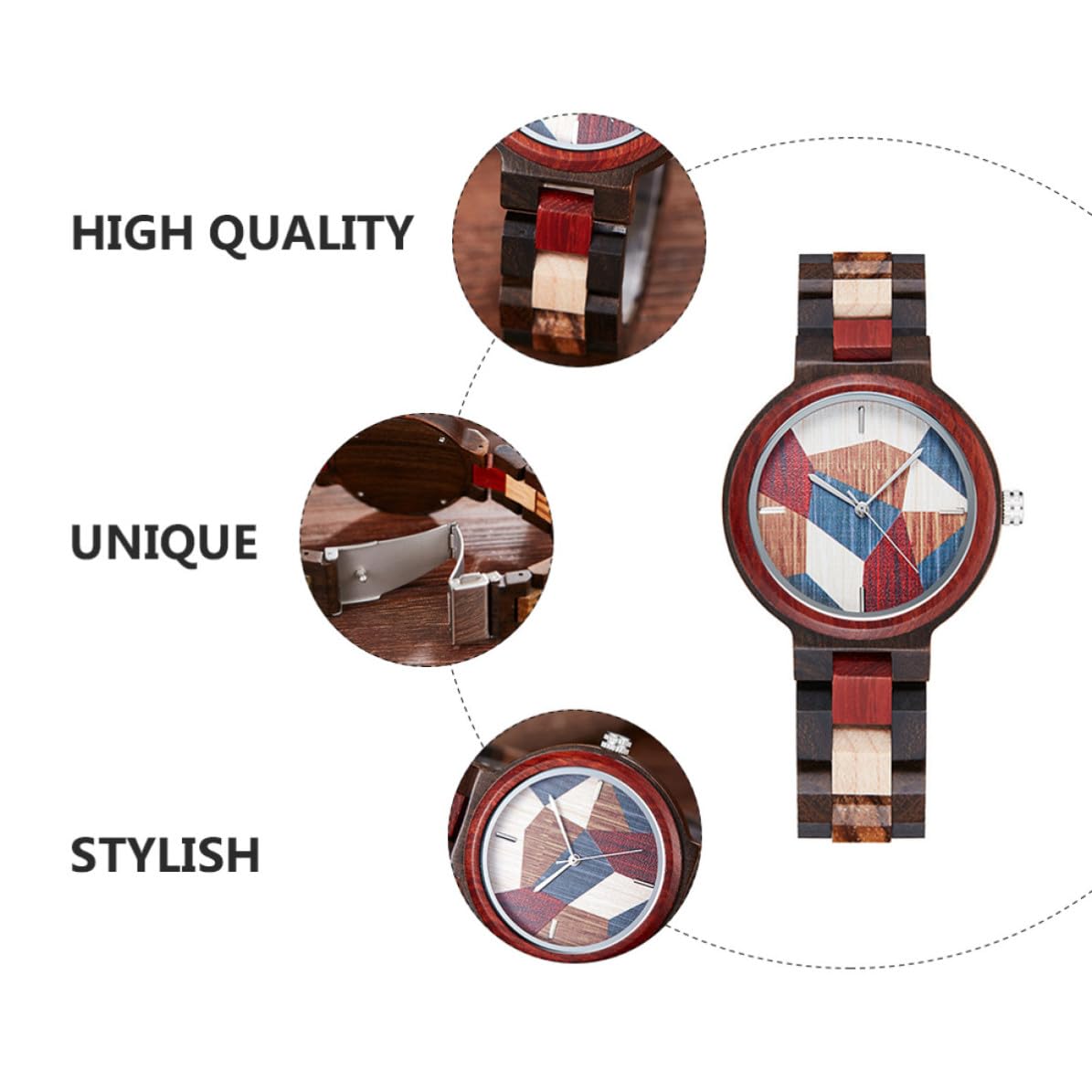 Toyvian Reloj de Cuarzo de Madera, Reloj de Pulsera Informal, Diseño de Madera Único, Vidrio, Precisión Horaria y Ahorro de Energía, para Parejas y Familiares, Obsequio de Fiesta