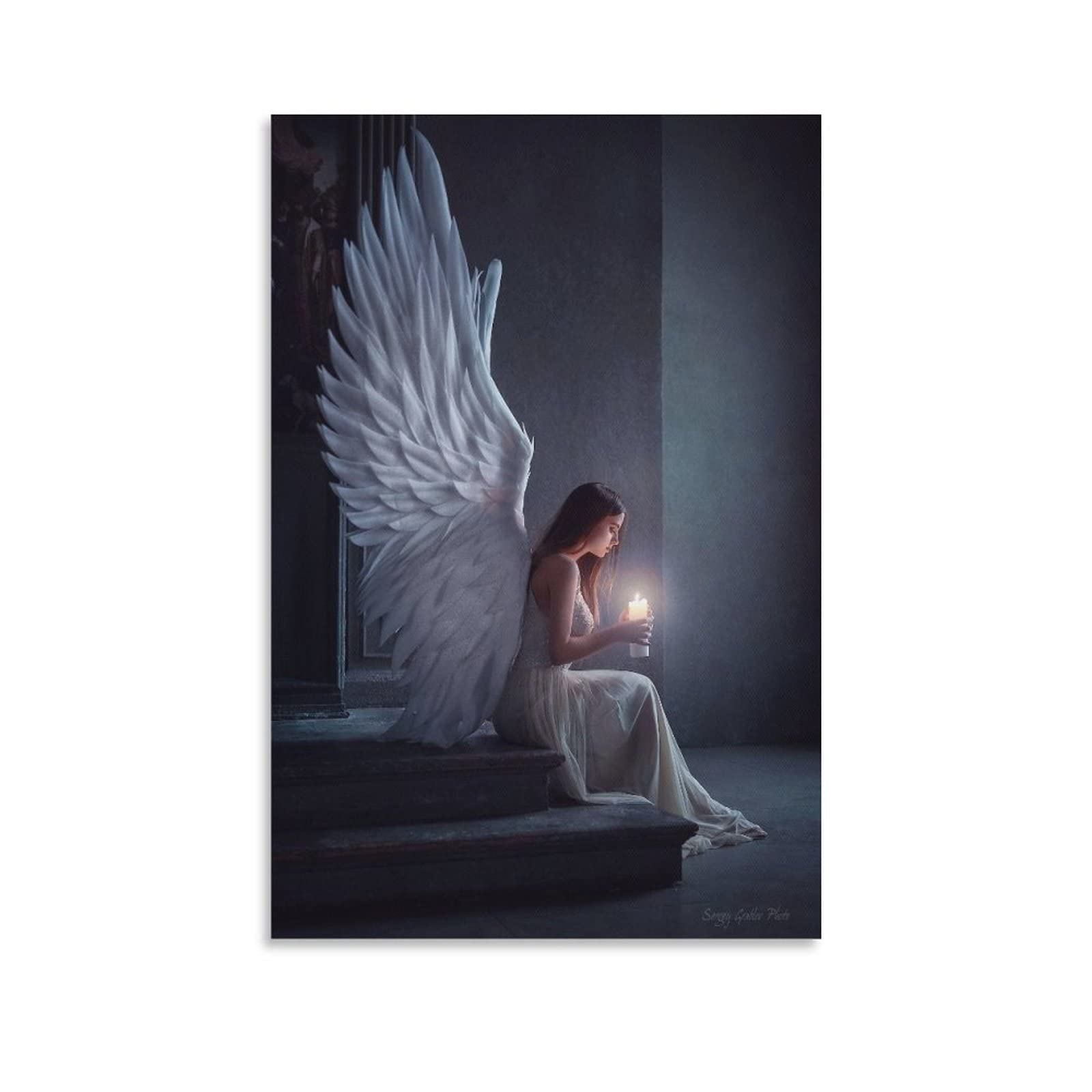Art Posters White Angel Painting Angel Wings Posters for Girls Room-20 Wall Art Paintings Canvas Wall Decor Home Decor Living Room Decor Aesthetic Prints 12x18inch(30x45cm) Unframe-style