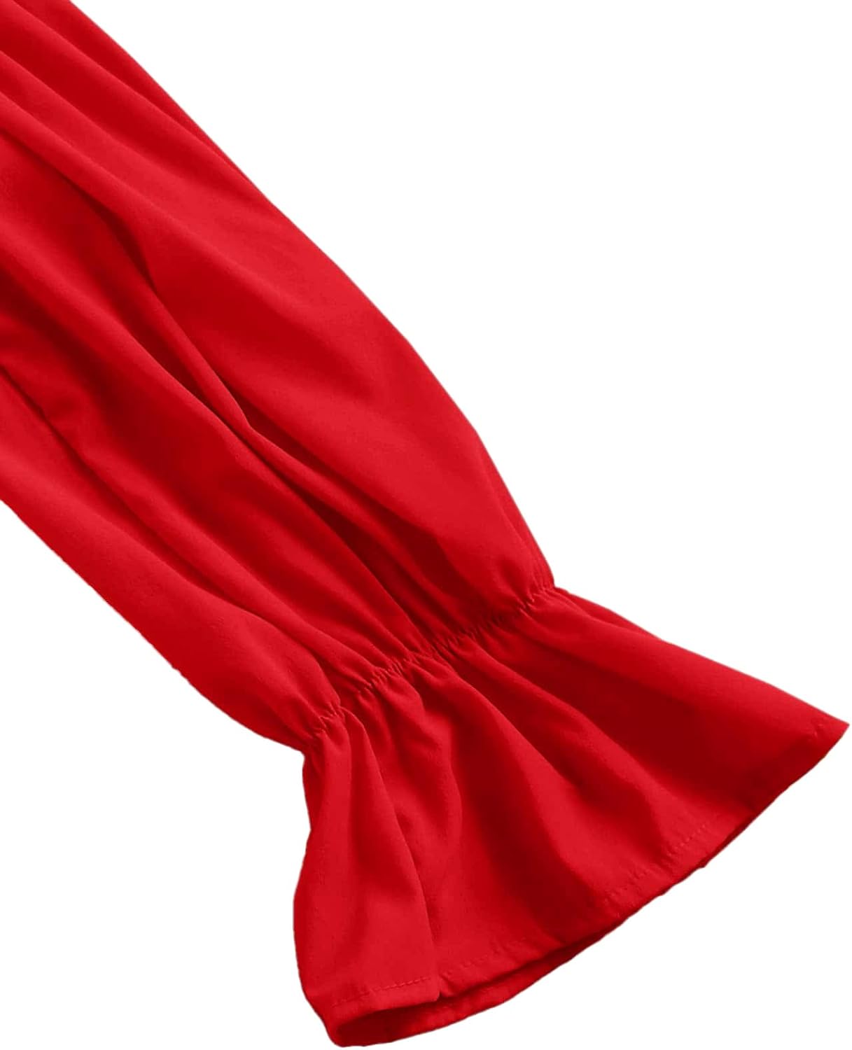 LYANER Women's Off Shoulder Ruffle Trim Puff Long Sleeve Tube Crop Blouse Shirt Top - Image 3