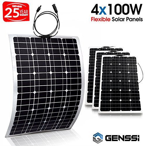 Genssi 4X 100W Mono Flexible Photovoltaic PV Solar Panel Module RV Boat Roof 400W Total