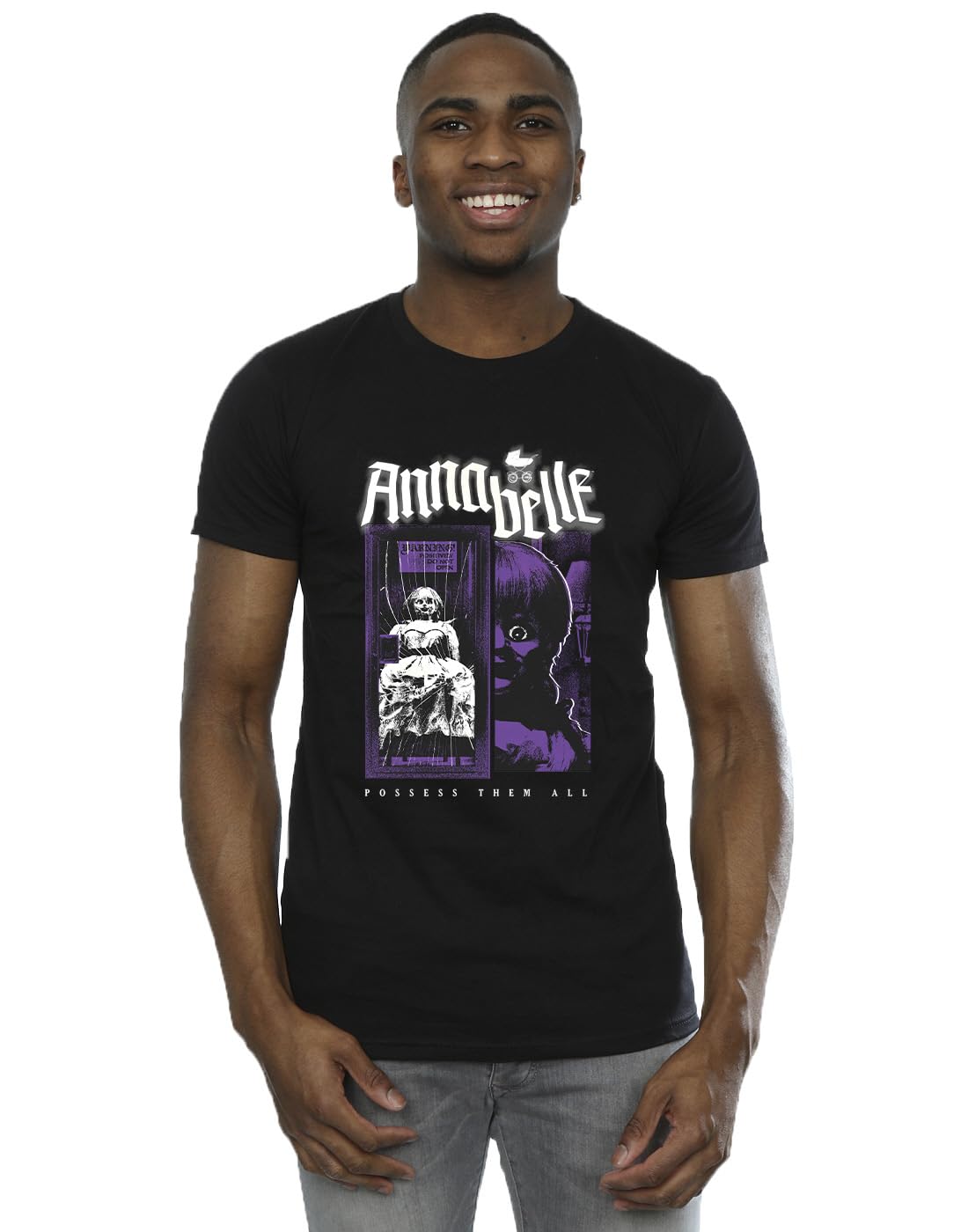 Annabelle Poster T-Shirt Black Cotton Slim Fit Crew Neck Short-Sleeved 4XL
