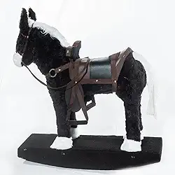 Cavalo Cavalinho de Balanço de Madeira Brinquedo Upa Upa Com Revestimento de Pelúcia - Realista e Elegante, Ideal para Crianças de Dois a Cinco Anos (Preto)