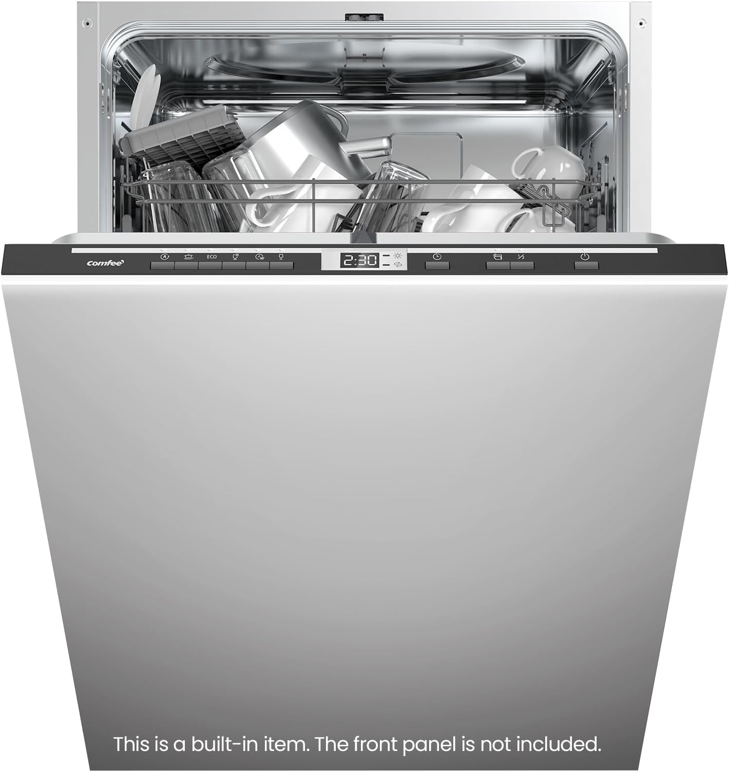 KWH-BD1413I-B Fully Integrated Dishwasher with 14 Place Settings, Auto Door Open Drying, 44dB Low Noise, Built-in Dishwasher with Auto Sensing Wash, Rapid Wash, Adjustable Upper Basket - Black