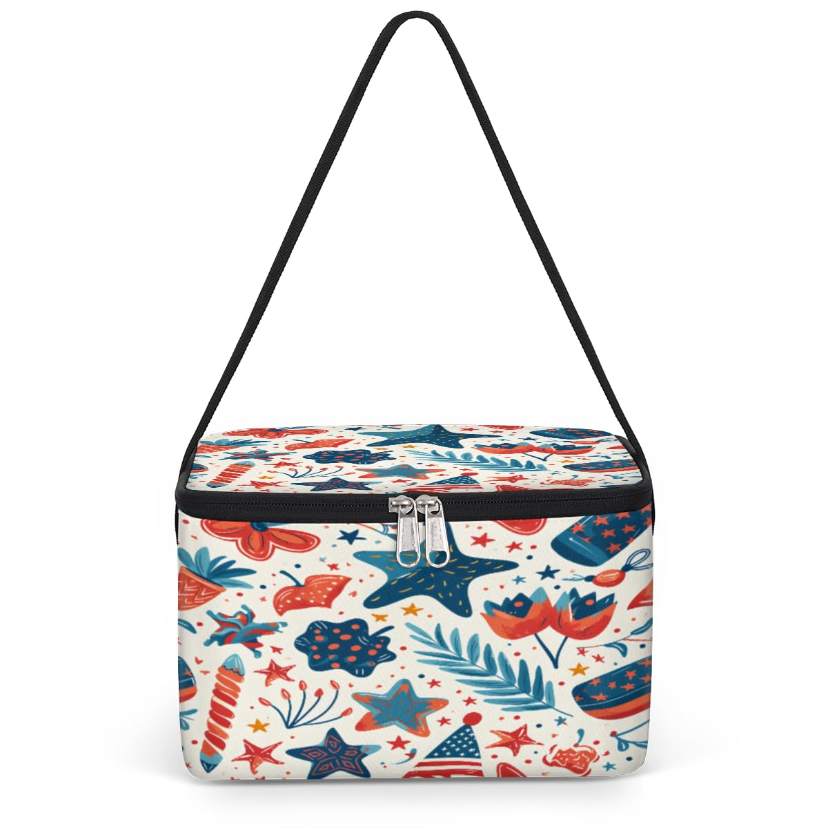 GzLeyigou American Independence Day Lunch Bags for Women Men 9 Cans, Hot & Cold Food Delivery Bag Insulated Grocery Bag Insulated Lunch Box Cooler Bag for Office Work Picnic Beach