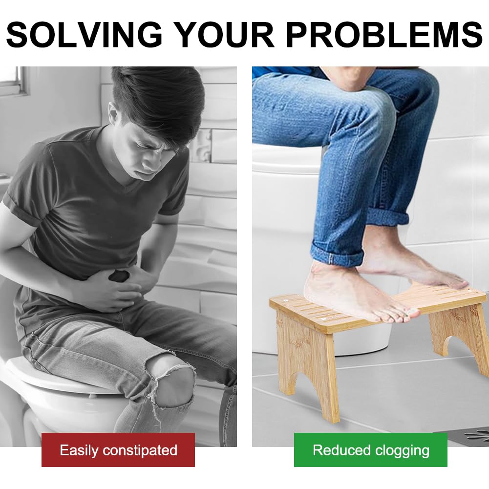 Tabouret De Toilette En Bambou - Ergonomique 35° - Antidérapant - Pour Une Meilleure Posture Et Digestion