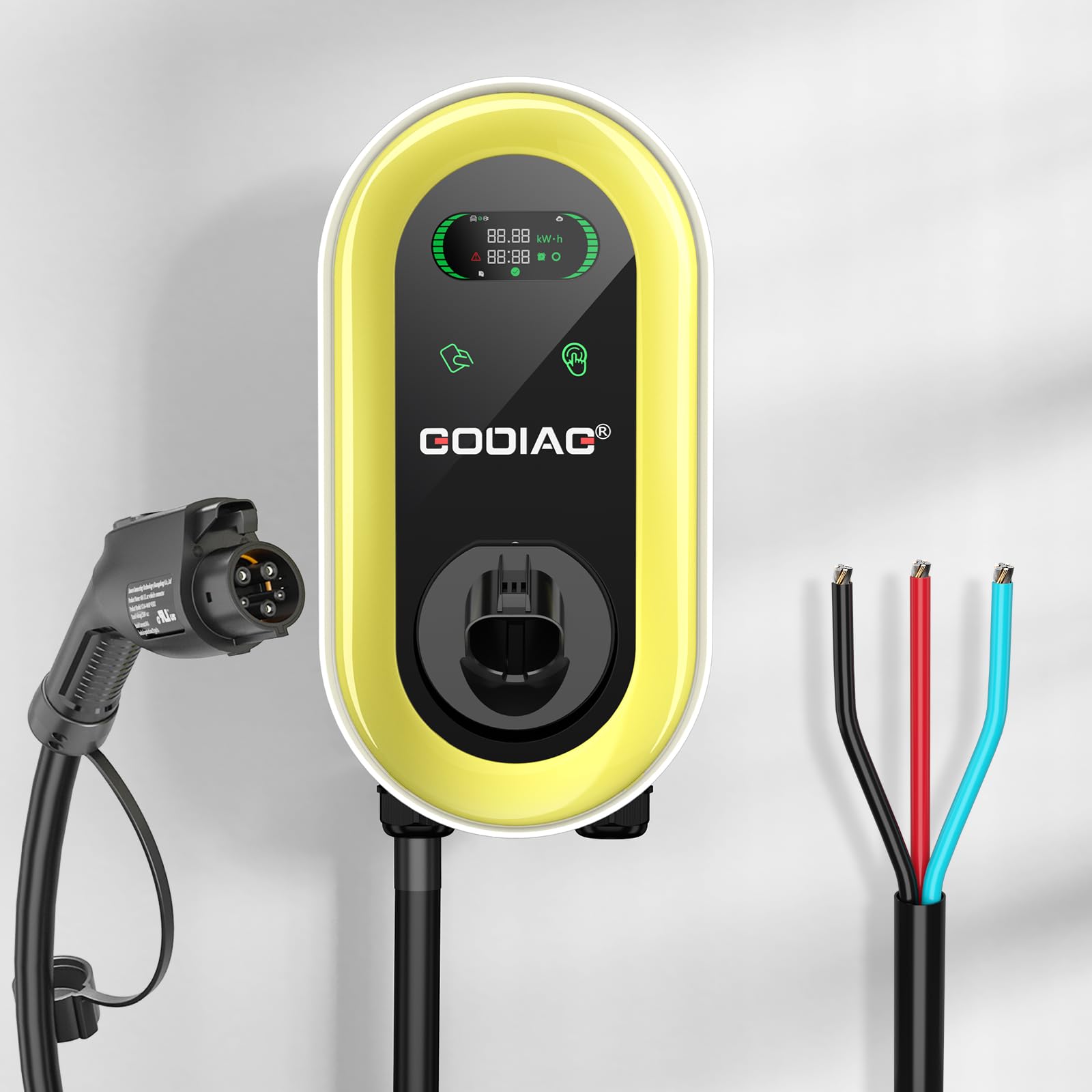 GODIAG Home Level 2 EV Charger, 40Amp, 9.6kw 240V, Wall-Mount Electric Vehicle Charging Station with 25FT Cable-Hardwired