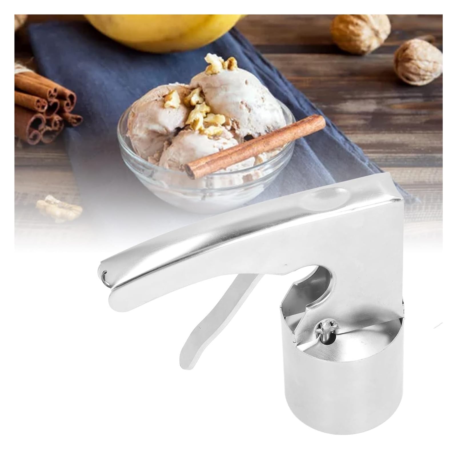 cuillère de glace en aluminium, cuillère à main, Cuillère à glace en acier inoxydable, grande cuillère à volume avec gâchette, ustensiles de cuisine de style ancien, cuillère facile à nettoyer