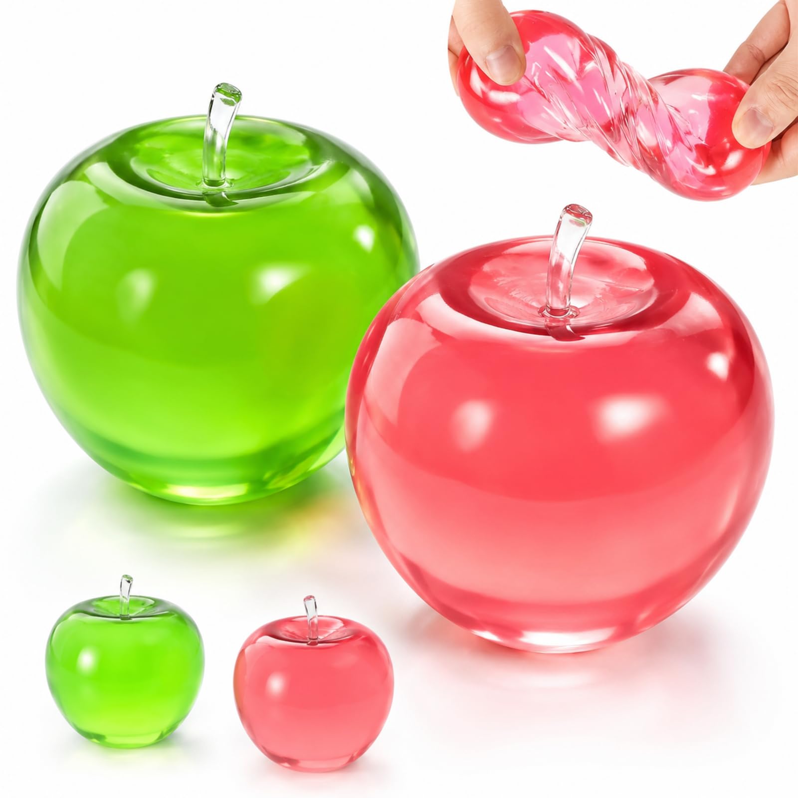 2PCS Green Red Crystal Apple Squeeze for Hand