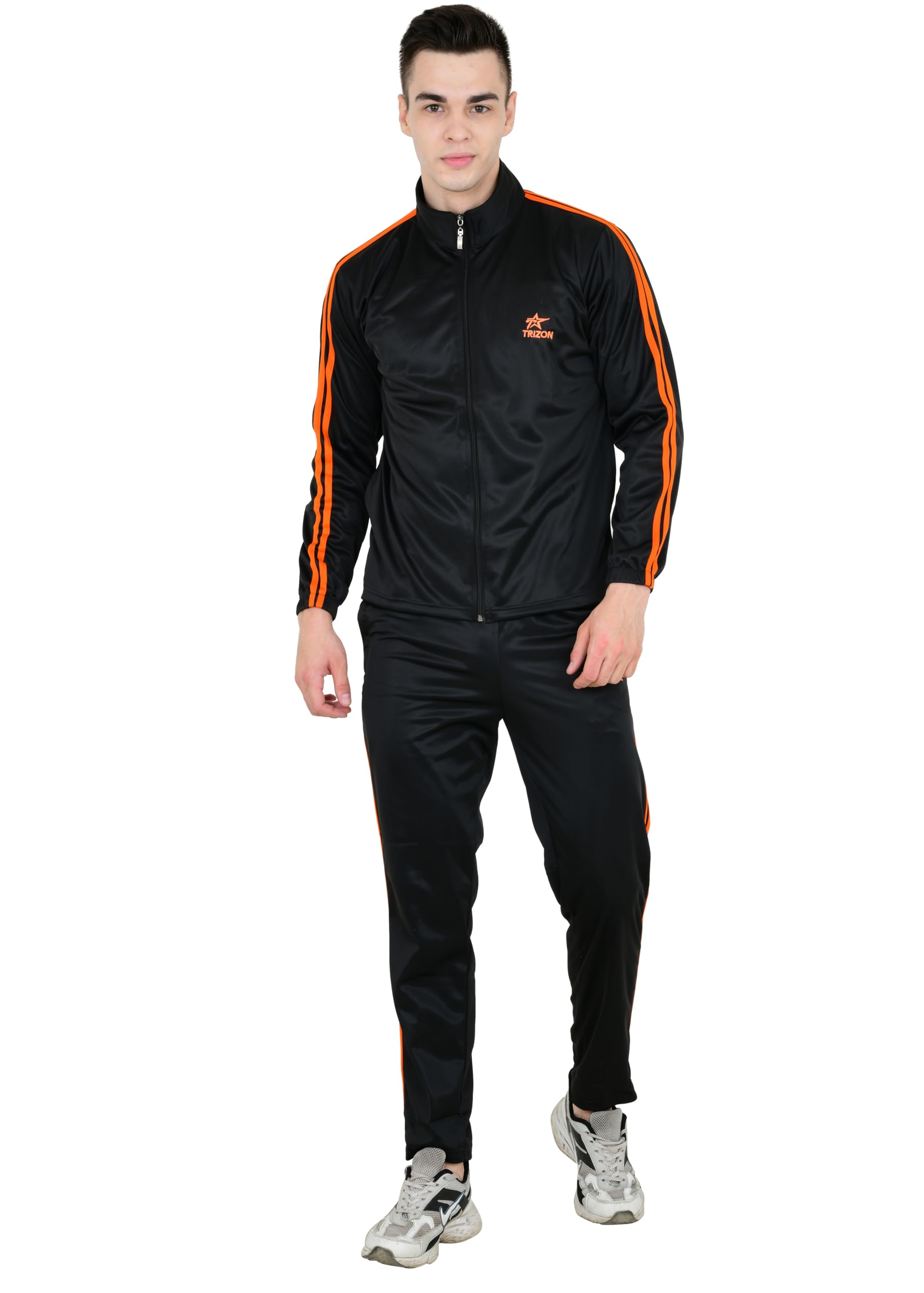Sponsored Ad - Polyester Sports Training Tracksuit for Men with Zipper | Men's track Suit | Ideal for Trail Running, Gym Fitness & Training, Jogging, Lounging