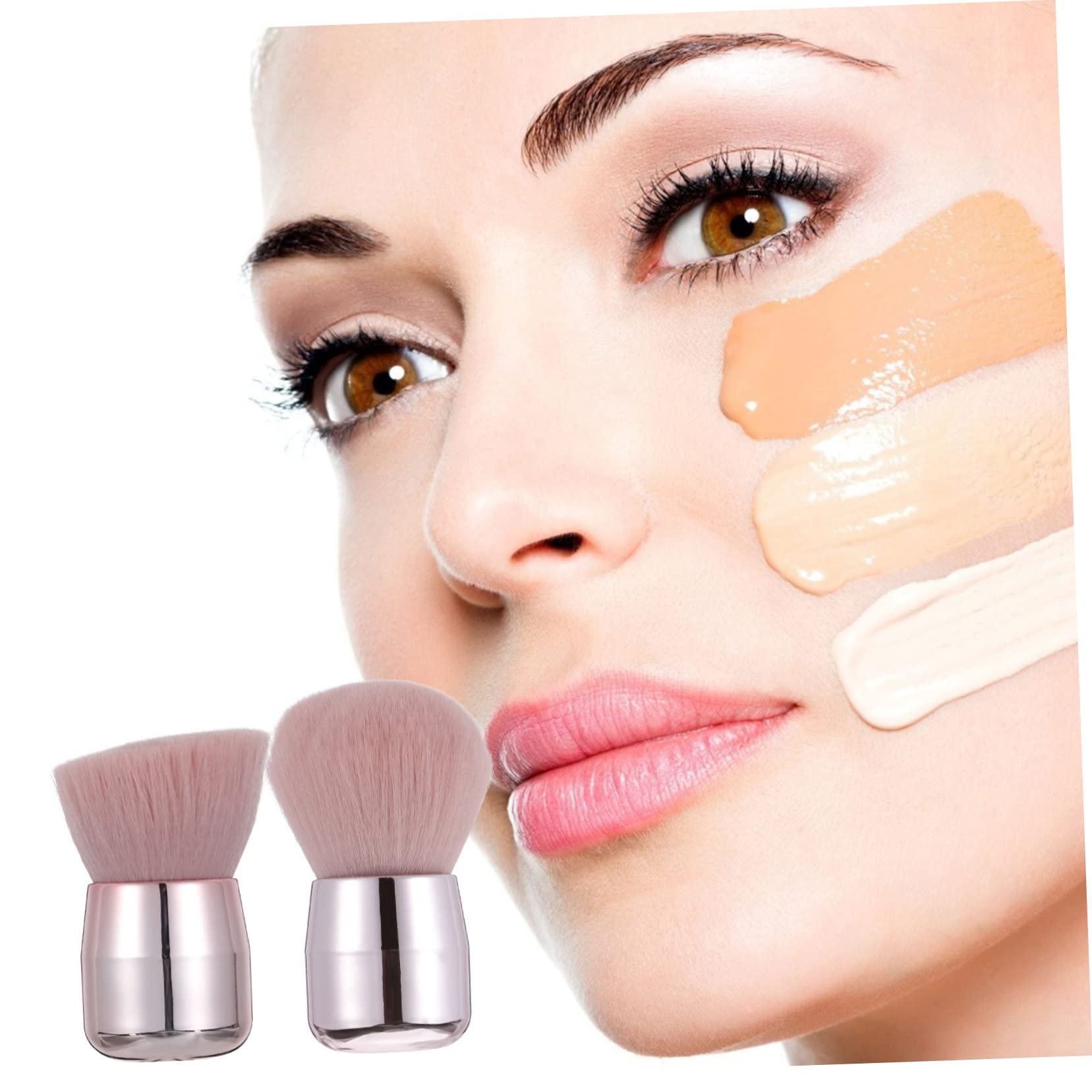 SHERCHPRY 2Pcs Mushroom Head Makeup Brushes Portable Foundation Powder Cosmetic Applicator for Smooth Blending Full Coverage for Blush and Setting Powder Application