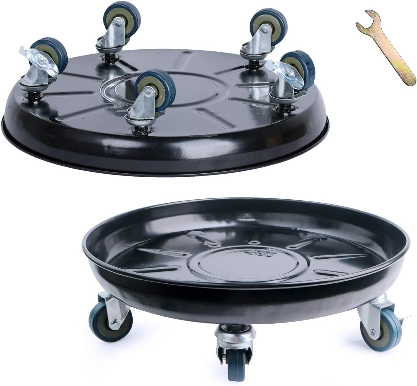 Plant Caddy with Wheels 14 Inch 3 Pack, Heavy Duty Metal Plant Stand & Dolly with Lockable Casters, Holds 200 lbs for Indoor Outdoor Large Flower Pots, Black 14 black 3