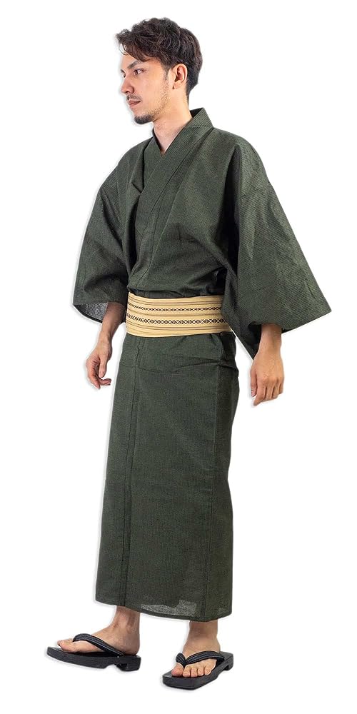 Amazon | 国産高級生地使用 浴衣 4点 セット (浴衣 帯 下駄 腰紐