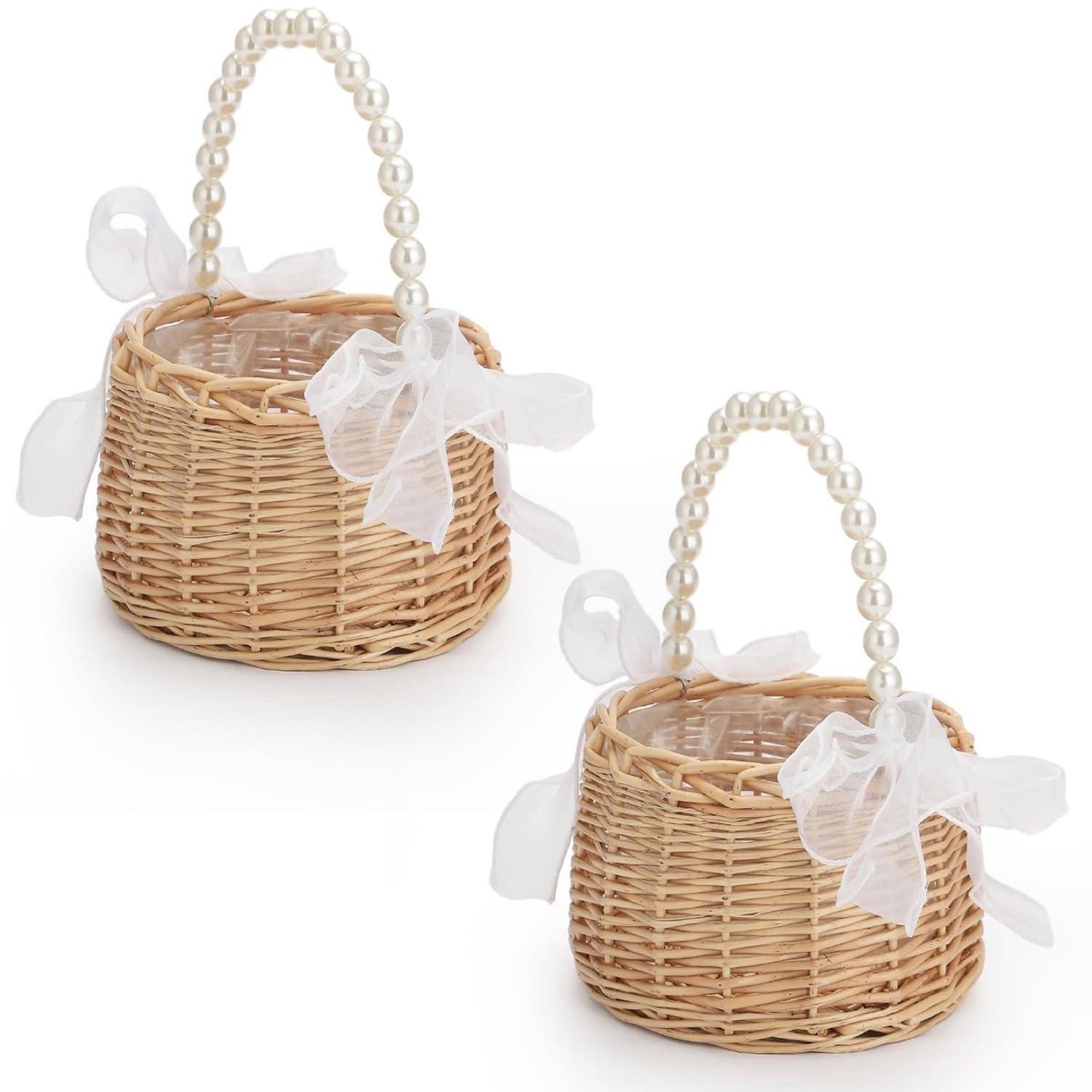 2 Pièces Corbeilles En Osier Avec Anse, Panier Mariage, Panier Avec Anse, Panier Osier, Petit Panier Osier Mariage, Panier En Osier Avec Anse, Pour Mariage, Décoration, Fruits