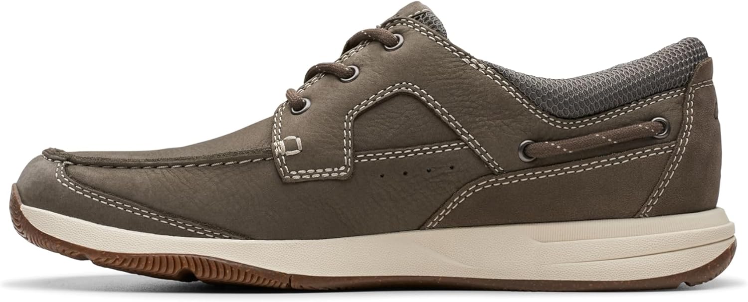 Clarks Men's Sailview Lace Boat Shoe, Taupe Nubuck, 10
