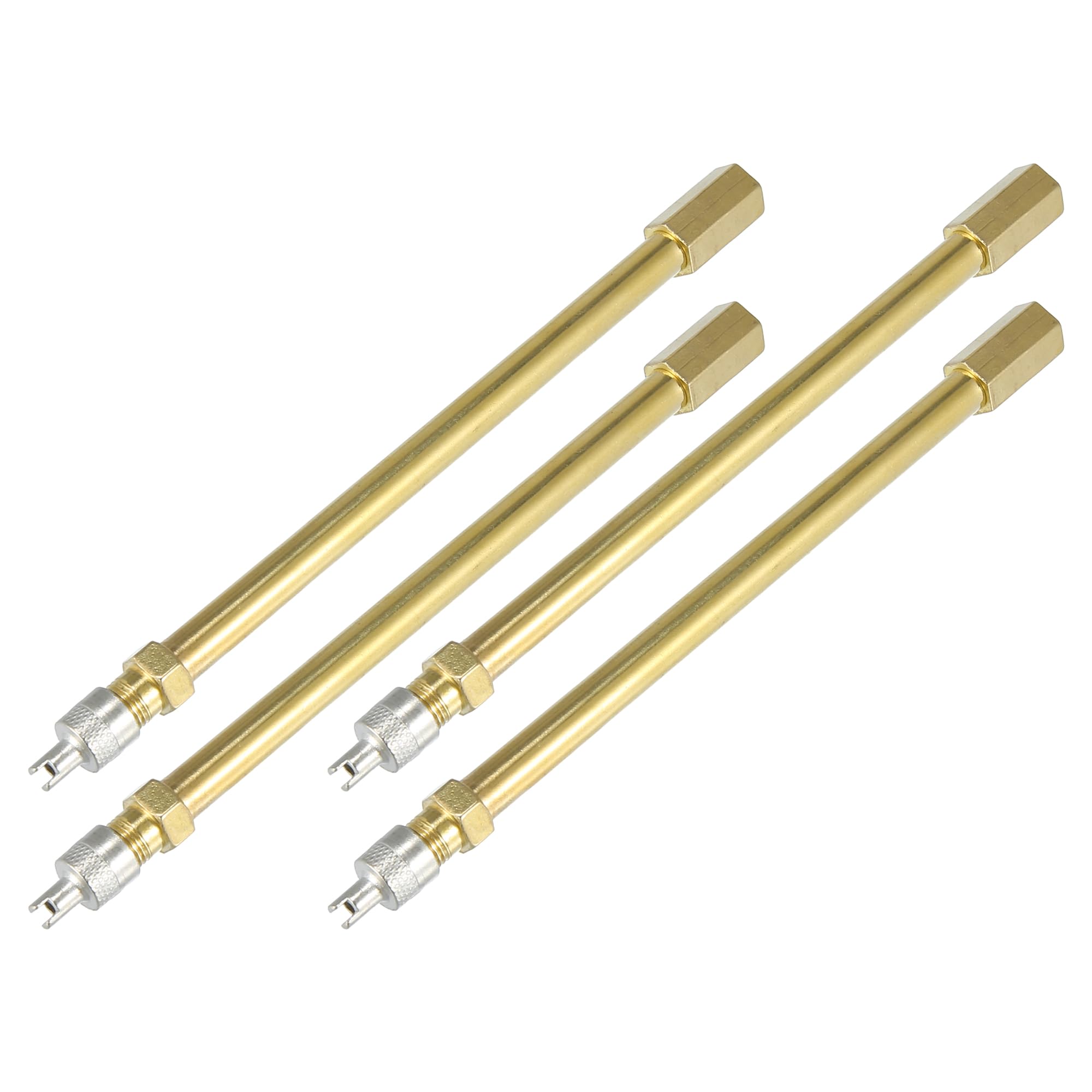 X AUTOHAUX 4pcs 140mm/5.51" Long Brass Tire Valve Extension for Car