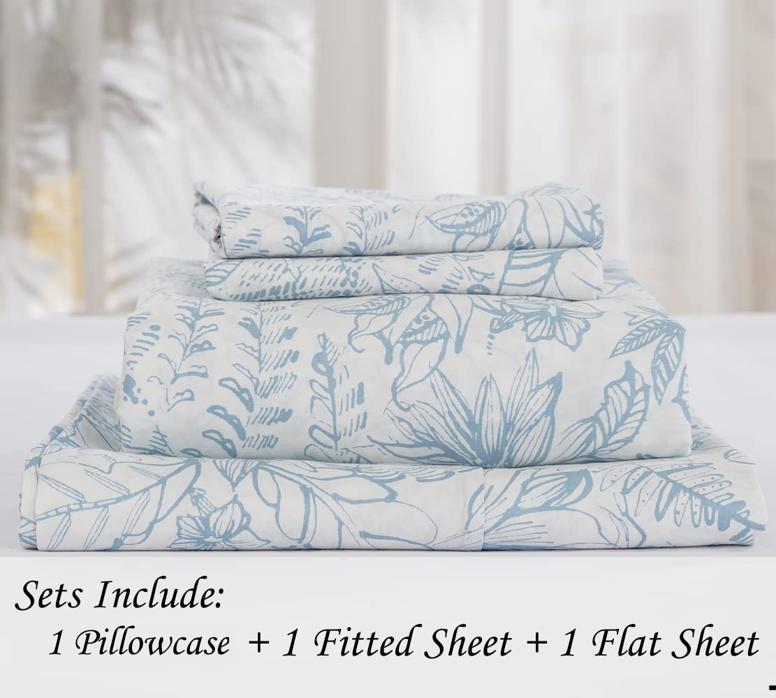 DAUAOTO Twin XL Cotton Sheets Set Printed Bedding Sets, Up to 14