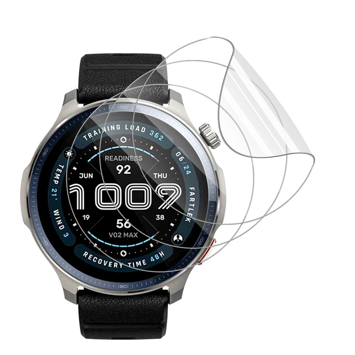 3 Piezas para Amazfit Balance 2 Protector de Pantalla, Humedecido Instalacion Anti-Bubble HD Protector de Pantalla Protector Film