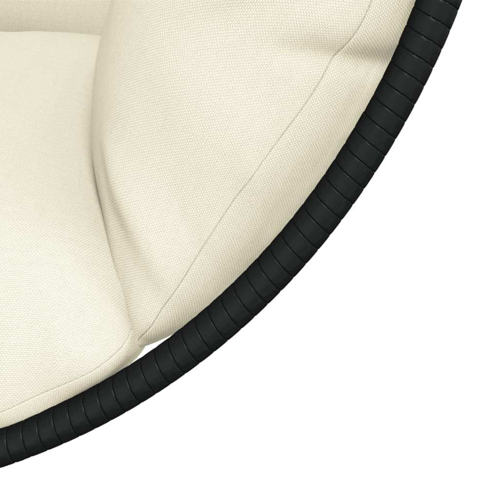Silla Colgante Huevo Ratán Y Acero Con Cojín Beige