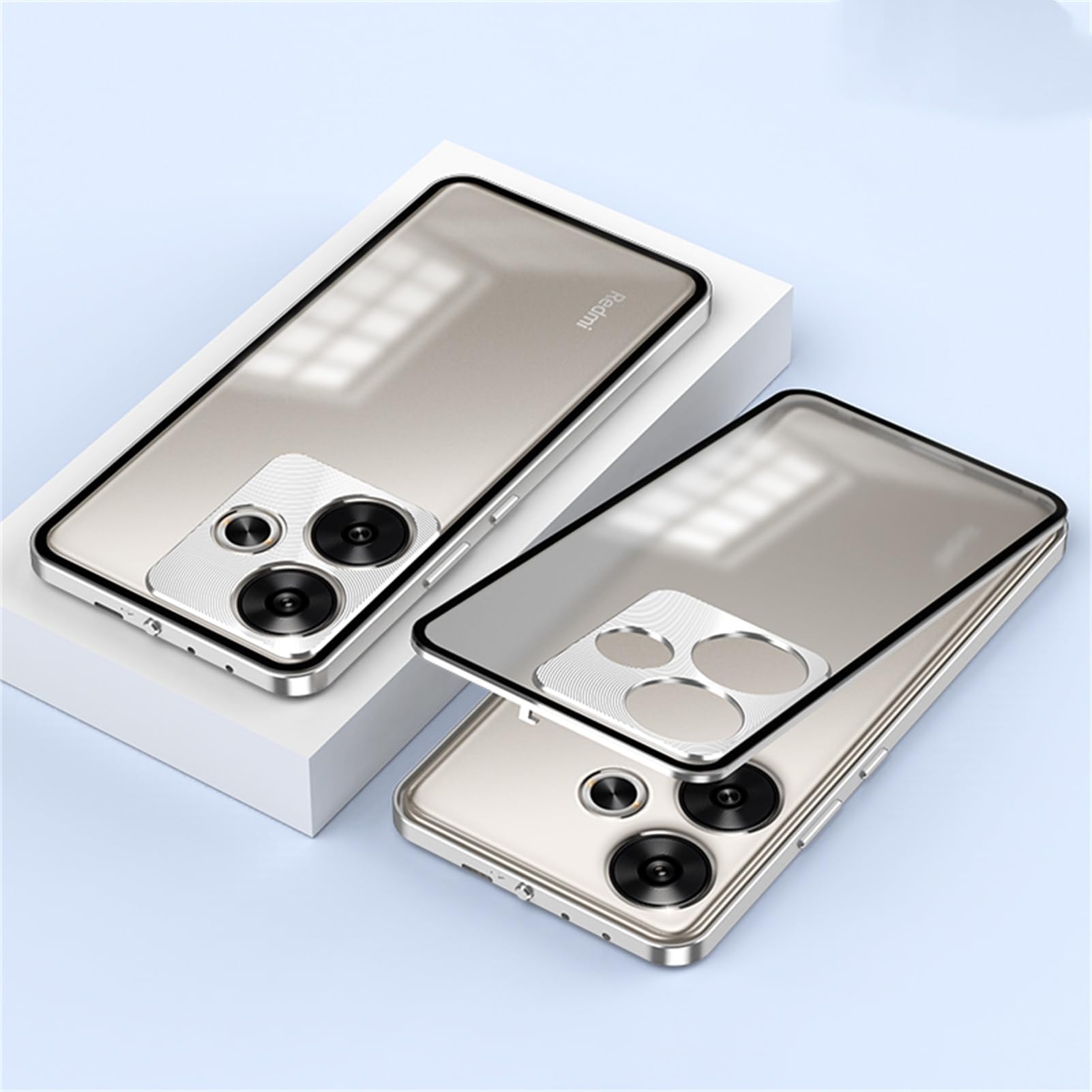 DAYJOY Metal Bumper Frame Case Compatible with Xiaomi Redmi Note 13 Pro Plus/Pro+ 5G, Luxury Premium Aluminum Alloy Shockproof Bumper Frame with Hard Plastic Back Cover(Silver)