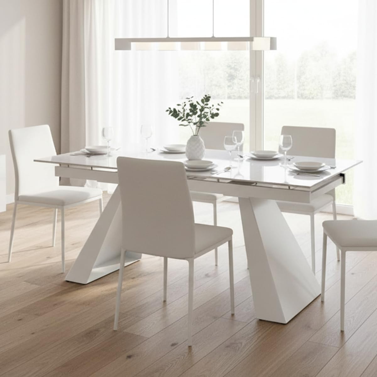 Cribel Tavolo da Pranzo Vermont Allungabile 160–240 cm | Piano in Gres Porcellanato Effetto Marmo | Gambe in Metallo a Trapezio Inclinato | Design Moderno e Imponente