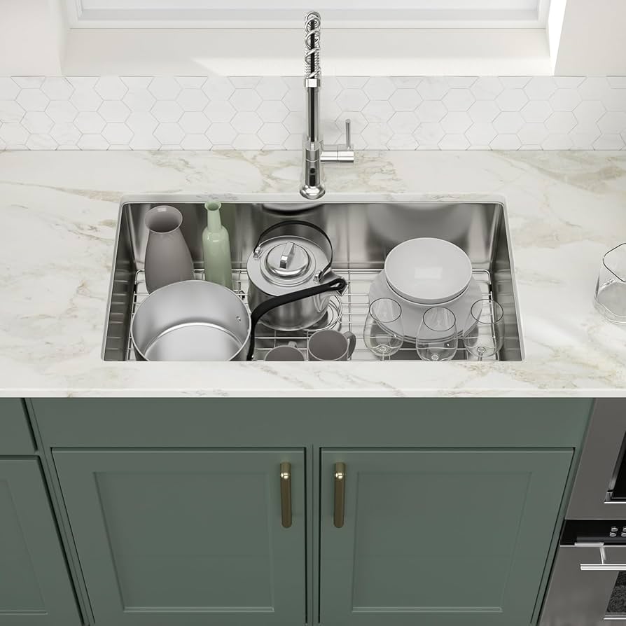 Logmey 32 In Undermount Kitchen Sink - 32x18 Inch Handmade