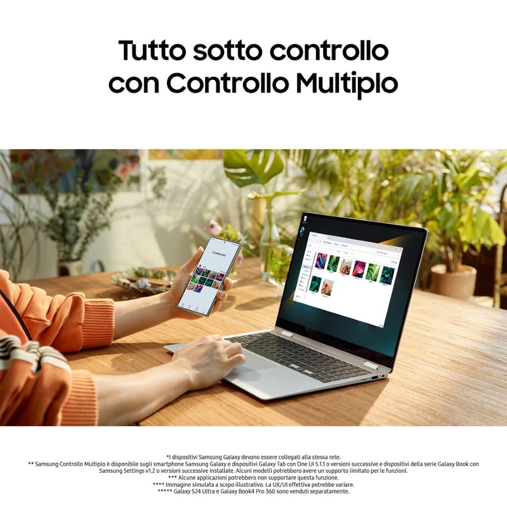 Samsung Galaxy Book4 Pro 360 Intel Core Ultra 7 16GB RAM 512GB 16" Dynamic AMOLED 2X Touch Laptop Windows 11 Home Moonstone Gray