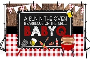 Rustic BBQ Baby Shower Backdrop Decor | Bun in the Oven Banner Photo Booth Prop