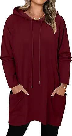 KISSMODA Women Hoodies Dress Long Sweatshirts Dress Raglan Sleeves Oversized Sweatshirts with Pocket 2025 Fall Winter Trendy