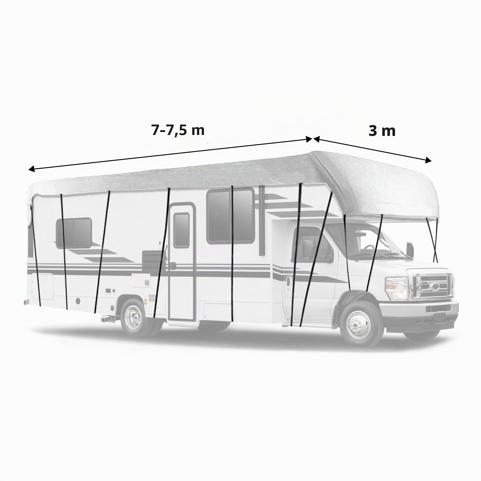 NEWFUN Telo Copri Camper, Copertura Camper, Copertura del Tetto Della Roulotte Adatta per 600 cm a 650 cm, Protezione UV, Protezione dal Sole, Protezione Dalla Neve, Protezione dal Gelo (7-7.5M)