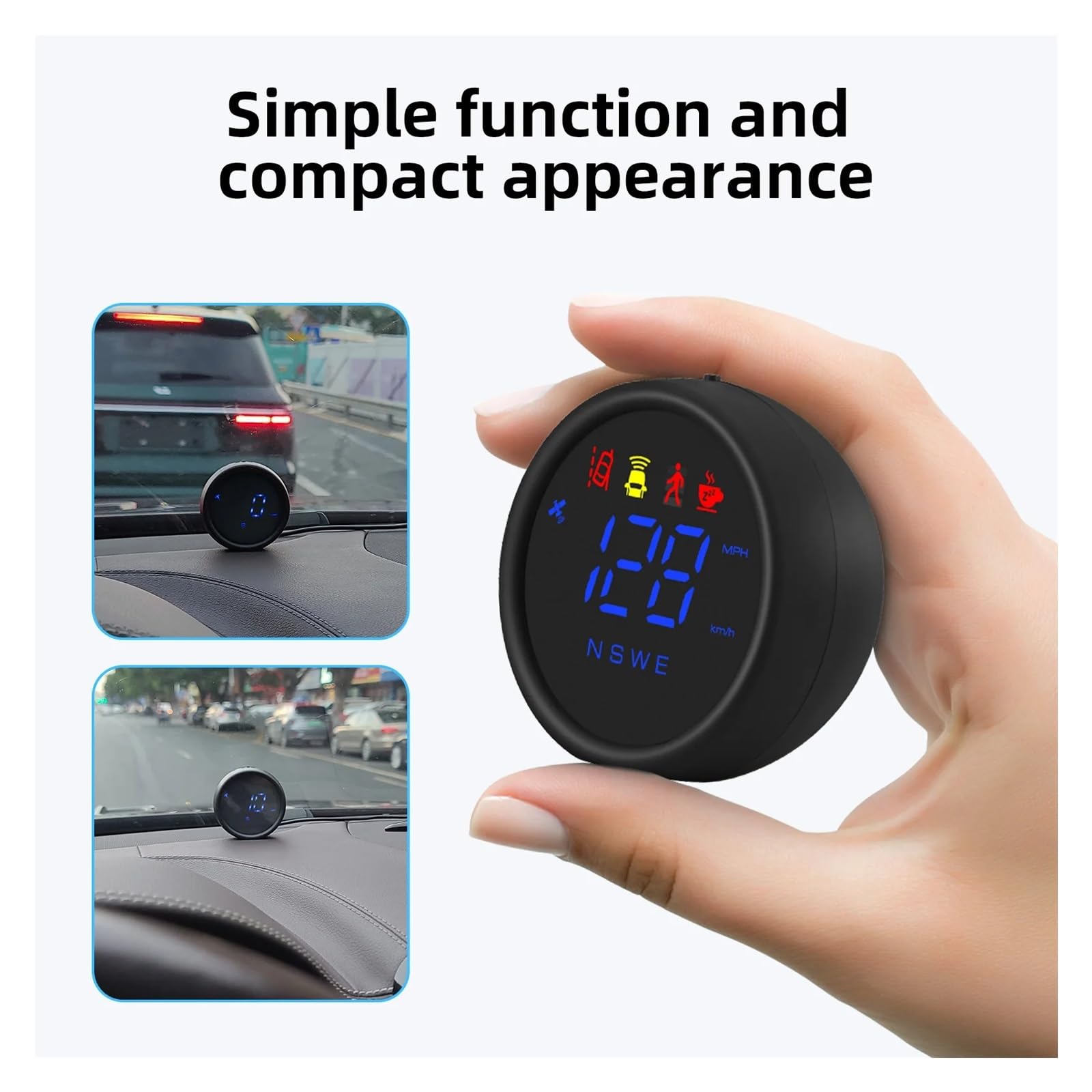 Pantalla HUD Head Up, Pantalla Universal Head Up, Velocímetro GPS Inercial, Accesorios For Coche, Medidor De 52mm, Brújula De Alarma para todos los vehículos(TLG70)