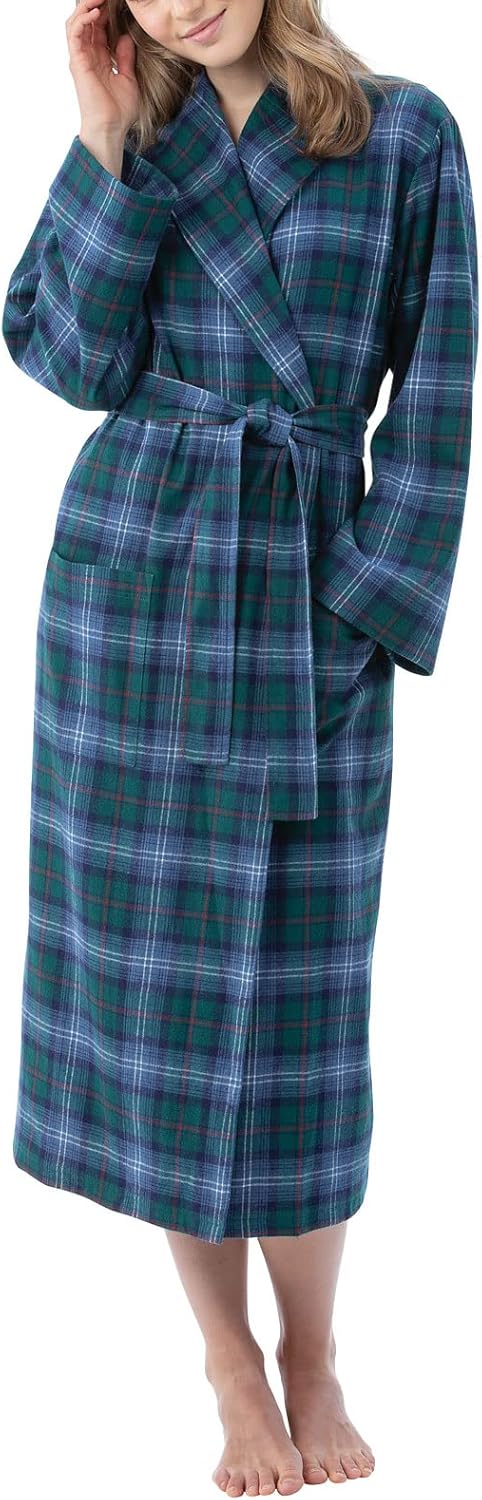 PajamaGram Long Womens Bathrobes - Flannel Robe Women