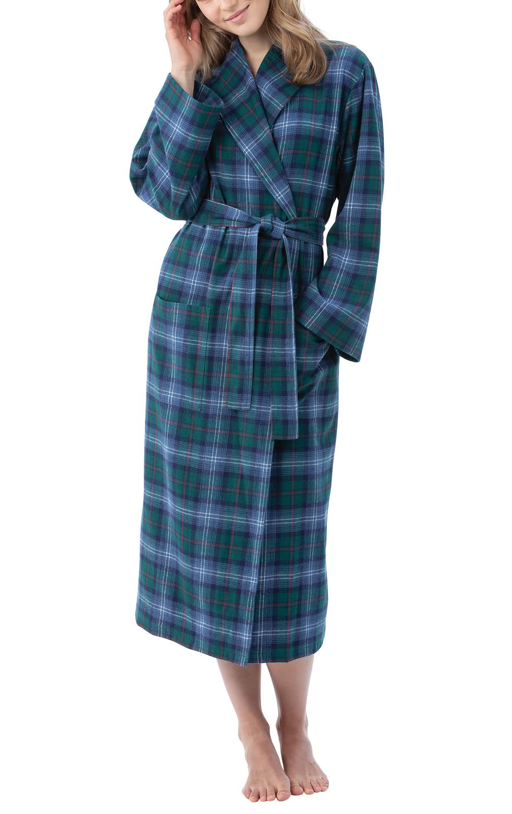PajamaGram Long Womens Bathrobes - Flannel Robe Women
