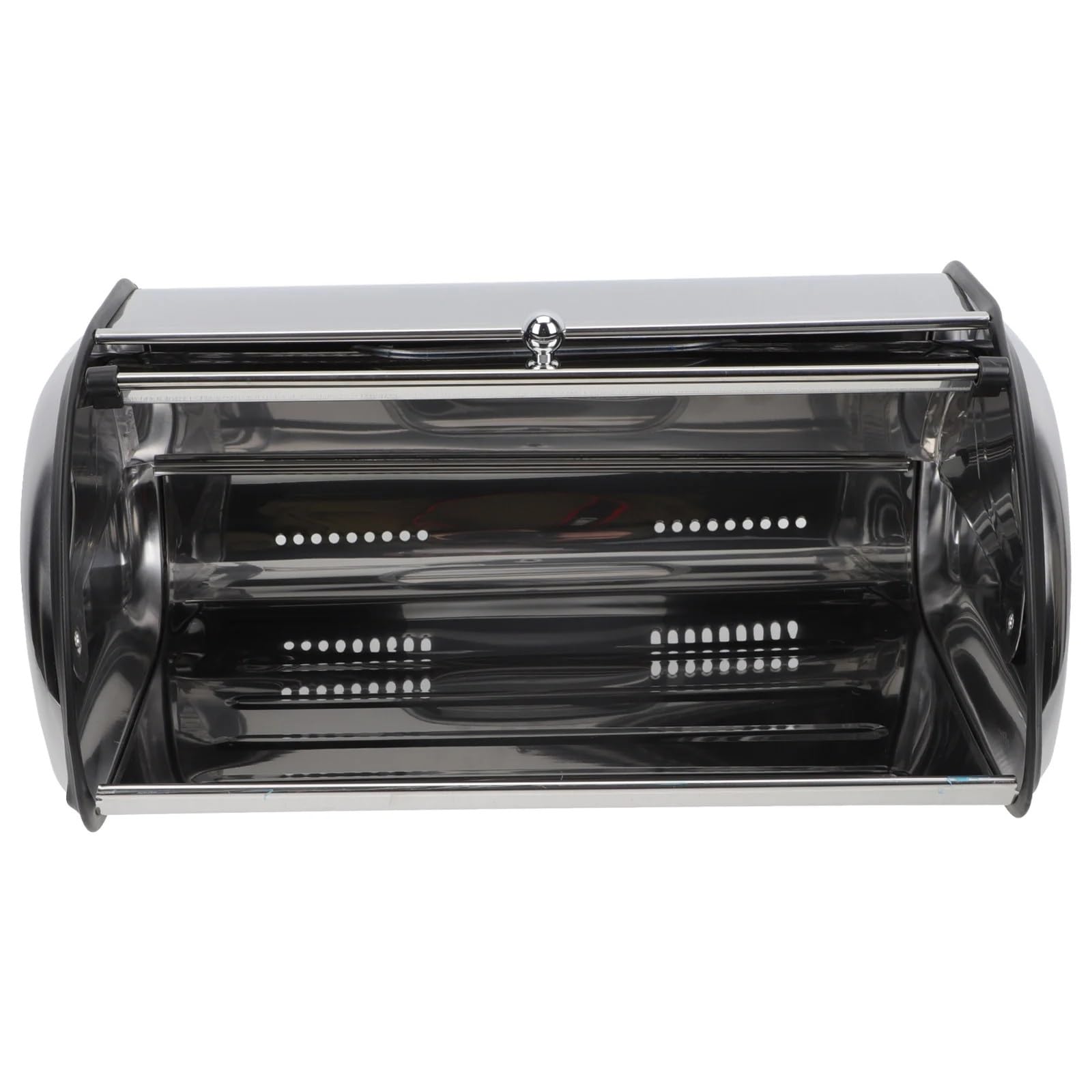 Panera Caja de pan, contenedor cocina, soporte almacenamiento, rollo encimera inoxidable, Metal, tapa acero, función organizadora grande