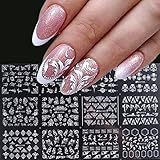 Flower Nail Art Stickers Decals, White Flowers Nail Art Supplies 3D Self Adhesive Nail Stickers Retr