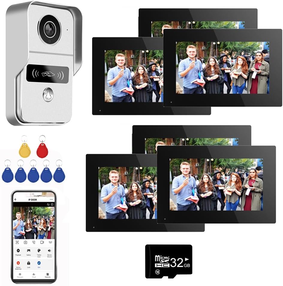 Wired Video Doorbell Apartment Intercom with 7 inch Touch Monitor System,1080P Doorphone Door Camera,TUYA WiFi Smart Home Video Intercom Door Phone Kits for Home Villa (1 doorbell+6 Monitor) Wired Video Doorbell Apartment Intercom with 7 inch Touch Monitor System,1080P Doorphone Door Camera,TUYA WiFi Smart Home Video Intercom Door Phone Kits for Home Villa (1 doorbell+6 Monitor)